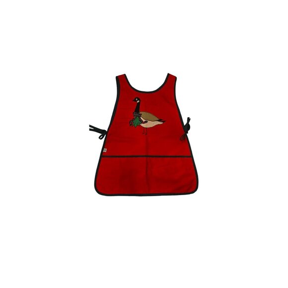 Vintage Mullens Smock Apron With Goose Embroidery Red/Black Adjustable Size - Picture 7 of 10